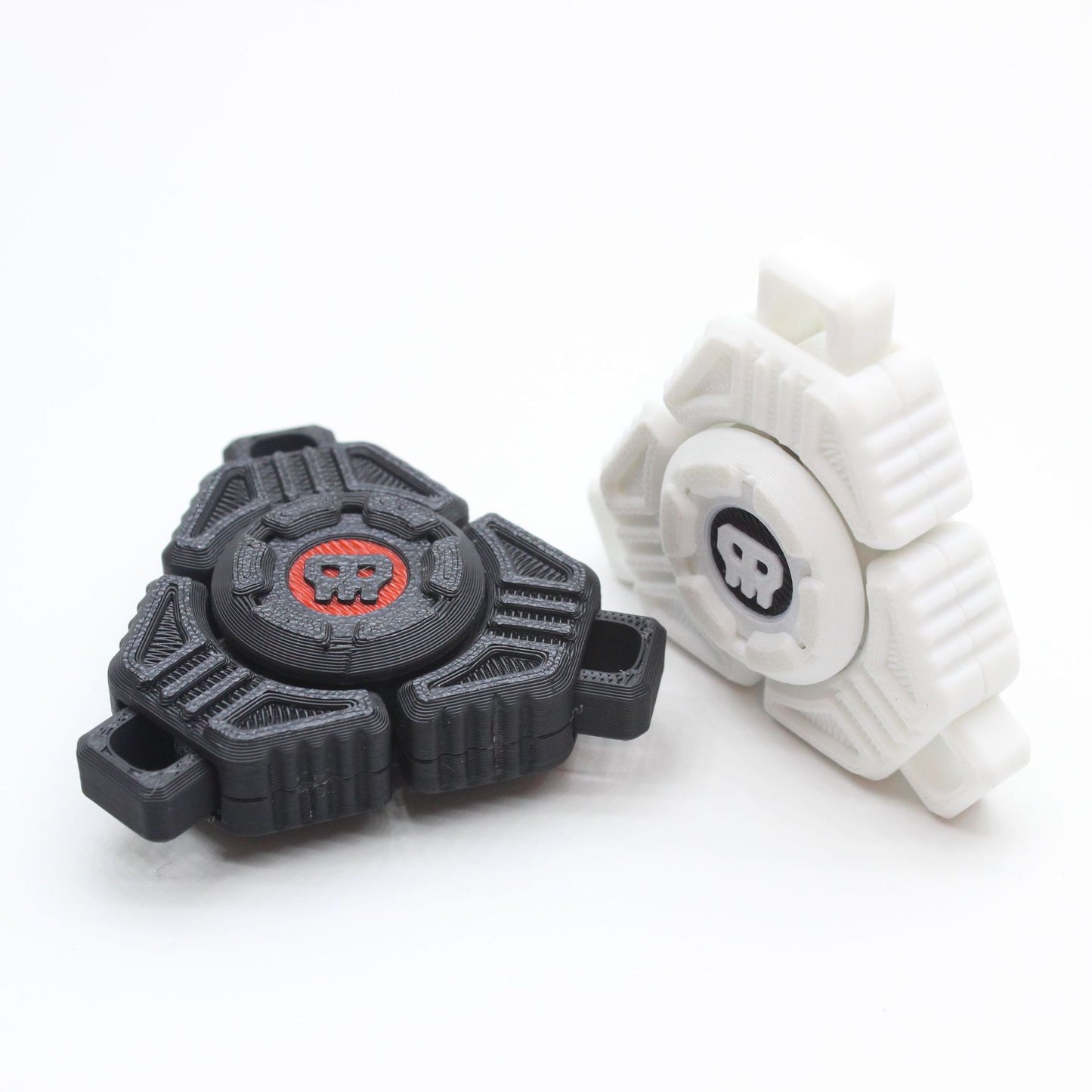 Smart Sci-Fi Triangular Fidget Spinner Keychain | 3D Printed EDC (White)