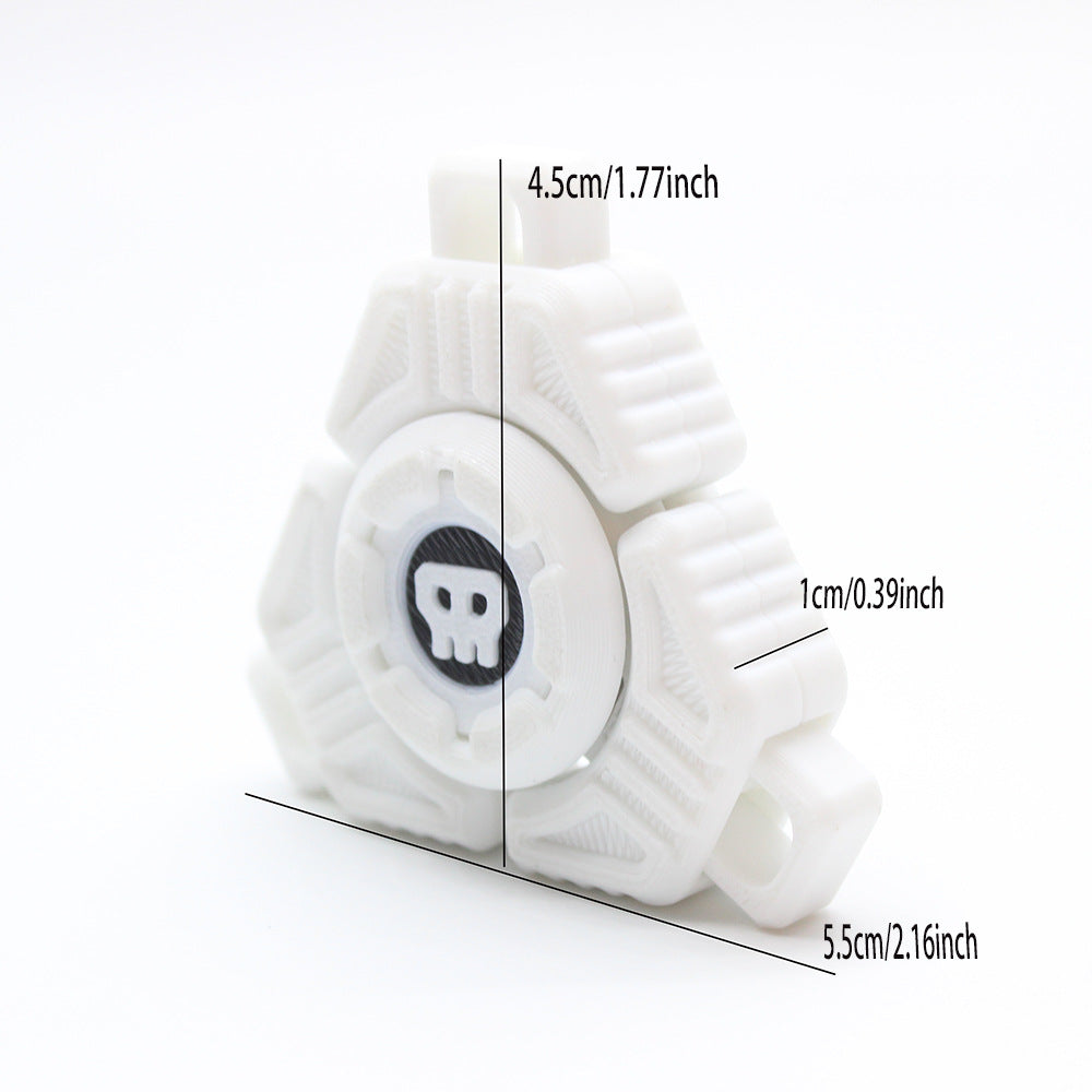 Smart Sci-Fi Triangular Fidget Spinner Keychain | 3D Printed EDC (White)