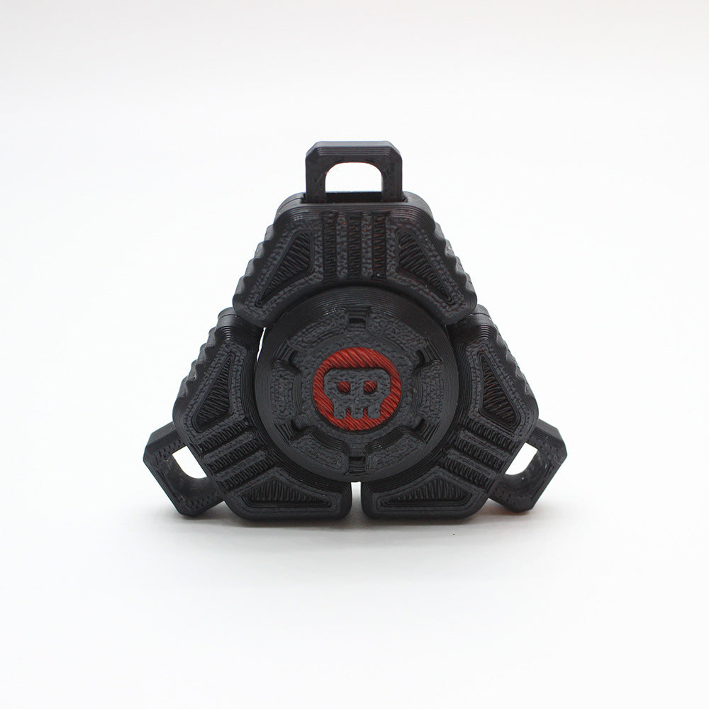 Smart Sci-Fi Triangular Fidget Spinner Keychain | 3D Printed EDC (Black)