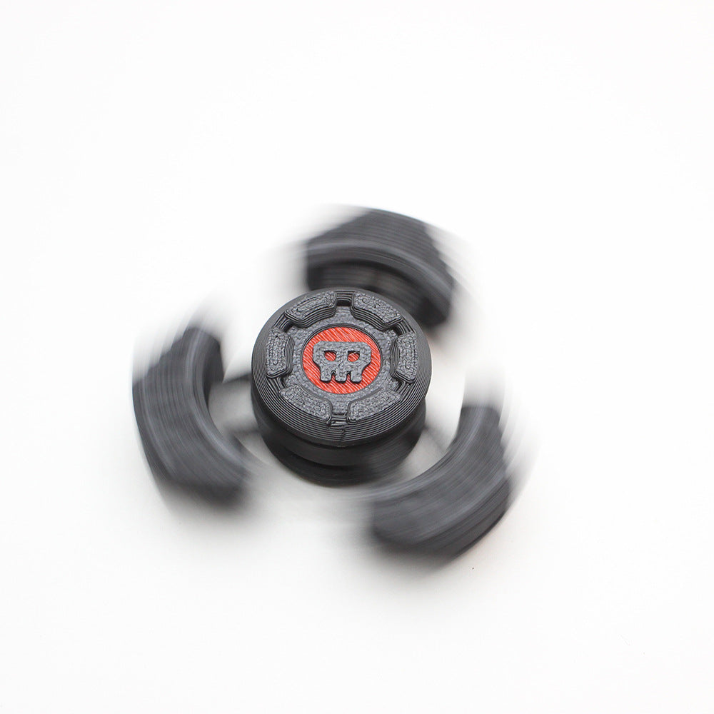 Smart Sci-Fi Triangular Fidget Spinner Keychain | 3D Printed EDC (Black)