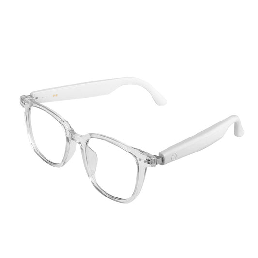 Smart Audio Glasses White | Photochromic Anti-Blue Light Open-Ear Bluetooth 5.4