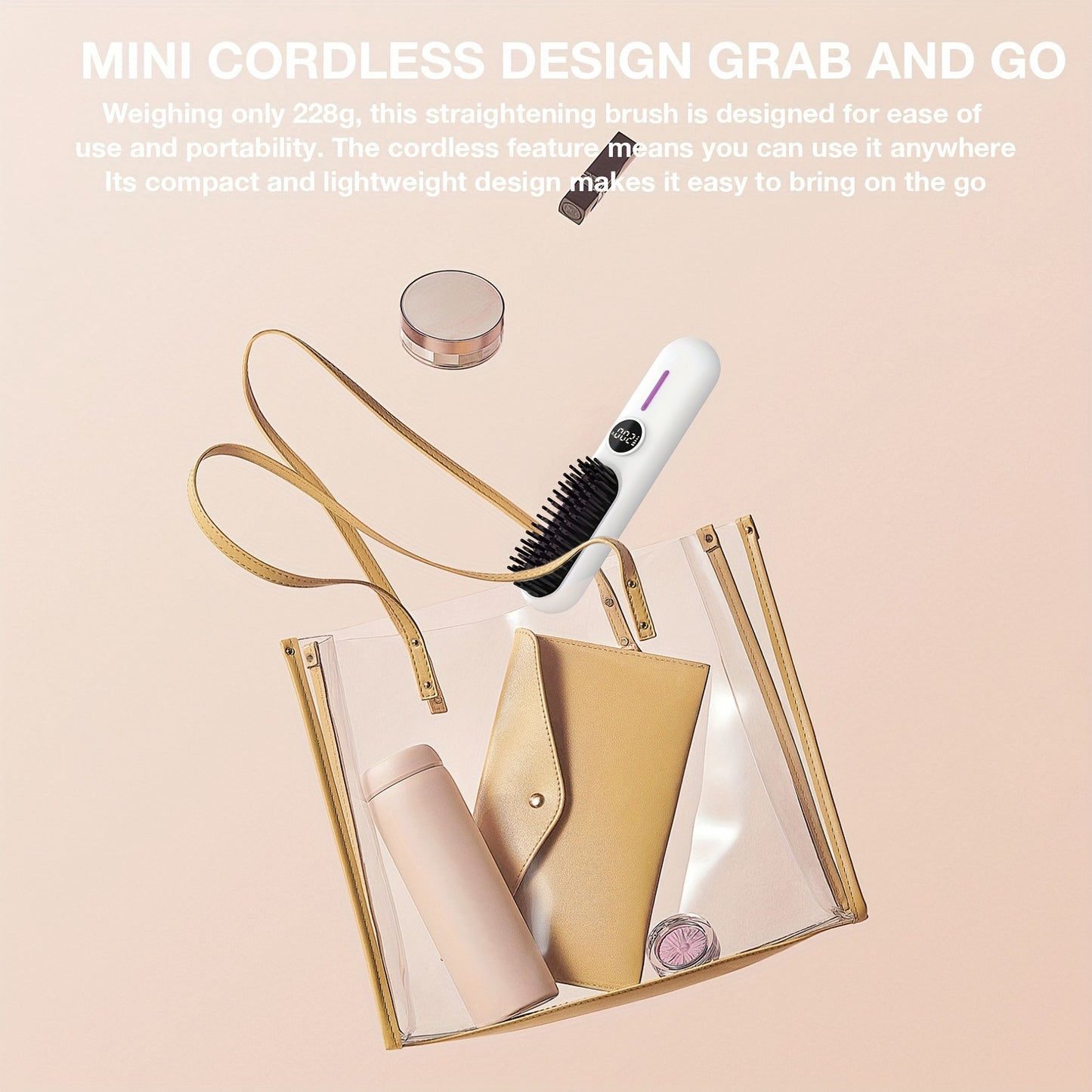 S01 Black Cordless Hair Straightener Brush | 2-in-1 Curling & Straightening Tool