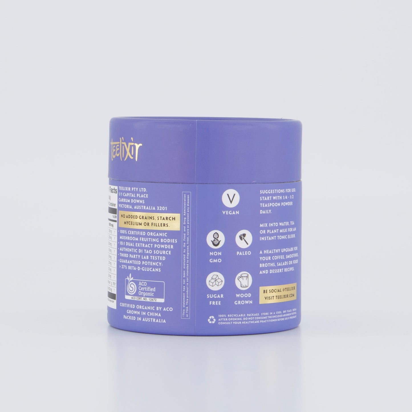 Teelixir Organic Mushroom Immunity Blend | 8-Mushroom Extract (100g)