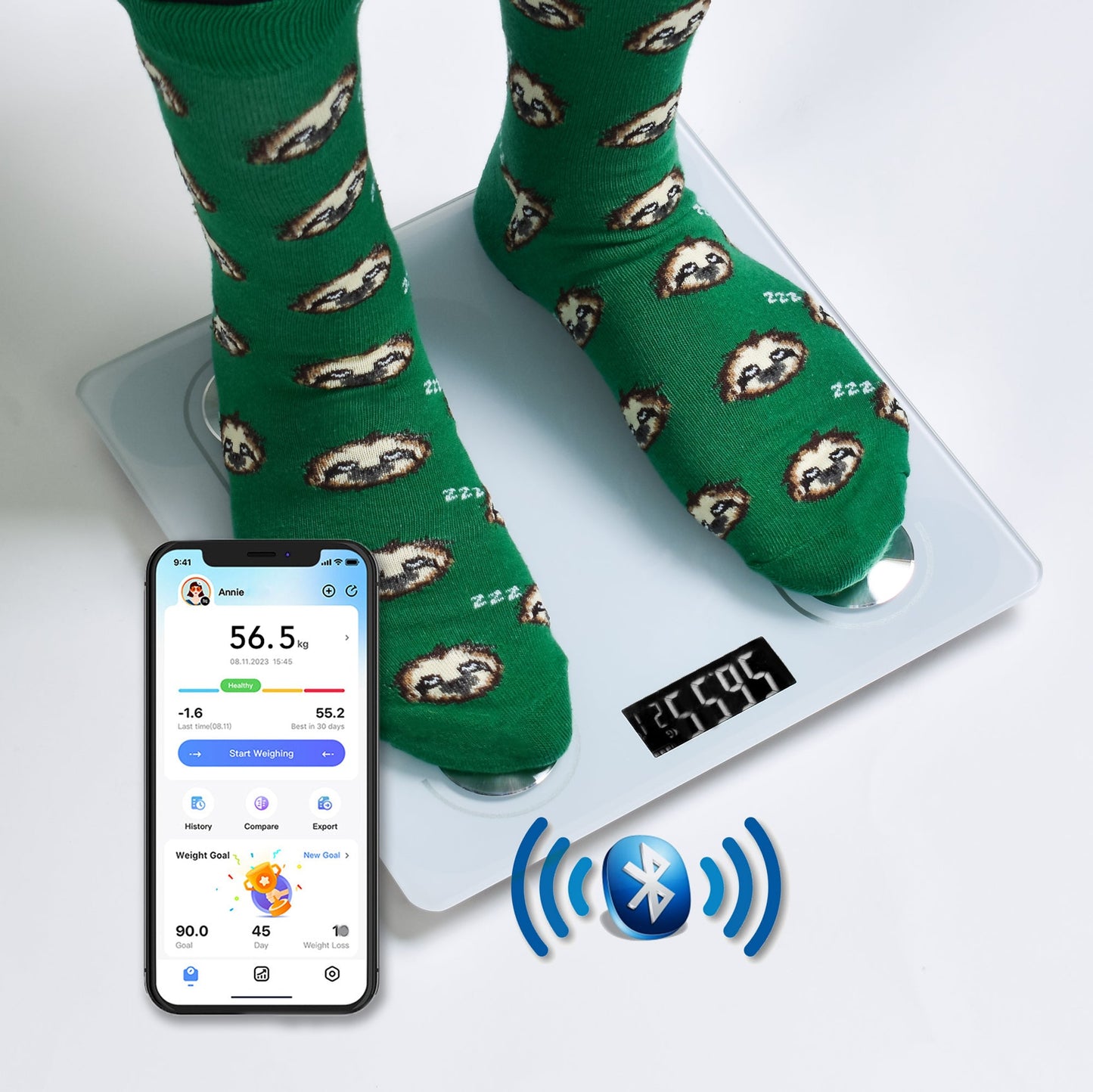 Smart Bluetooth Digital Bathroom Scale | Glass Platform – 180kg Max Capacity