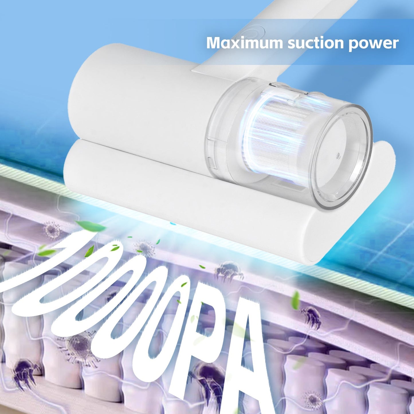 UV-C Cordless Dust Mite Vacuum | Handheld Sanitising Cleaner (White)