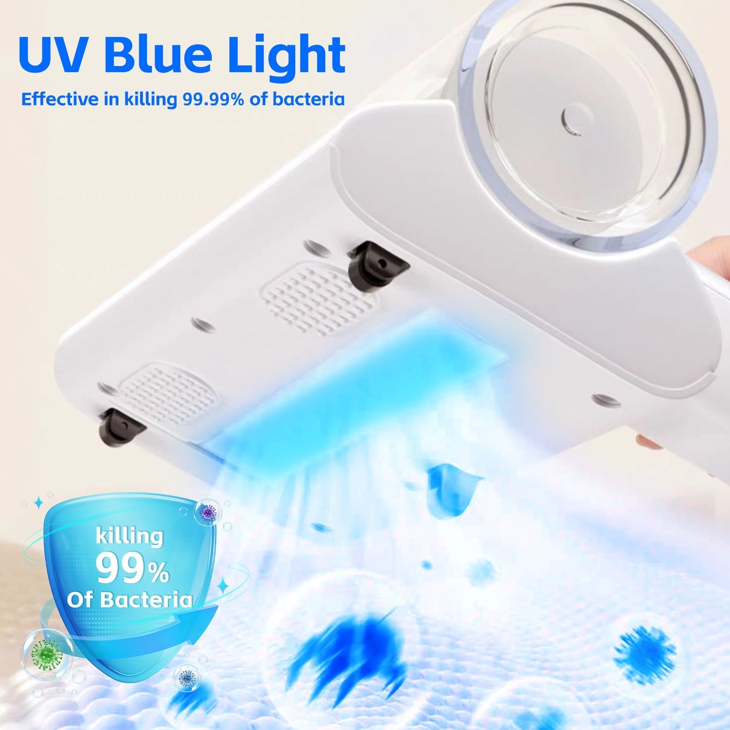 UV-C Cordless Dust Mite Vacuum | Handheld Sanitising Cleaner (White)