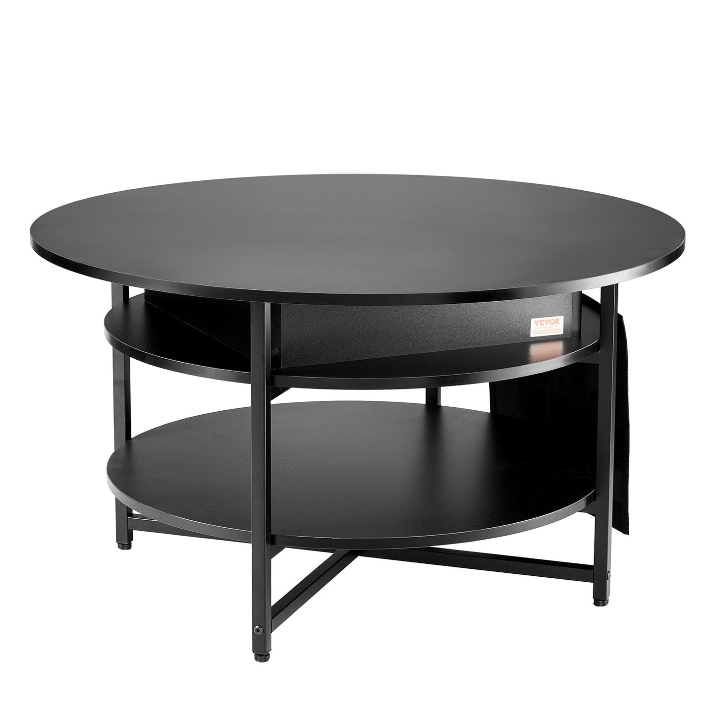 Smart Lift-Top Round Coffee Table | VEVOR 35.3” Storage Coffee Table (Black)