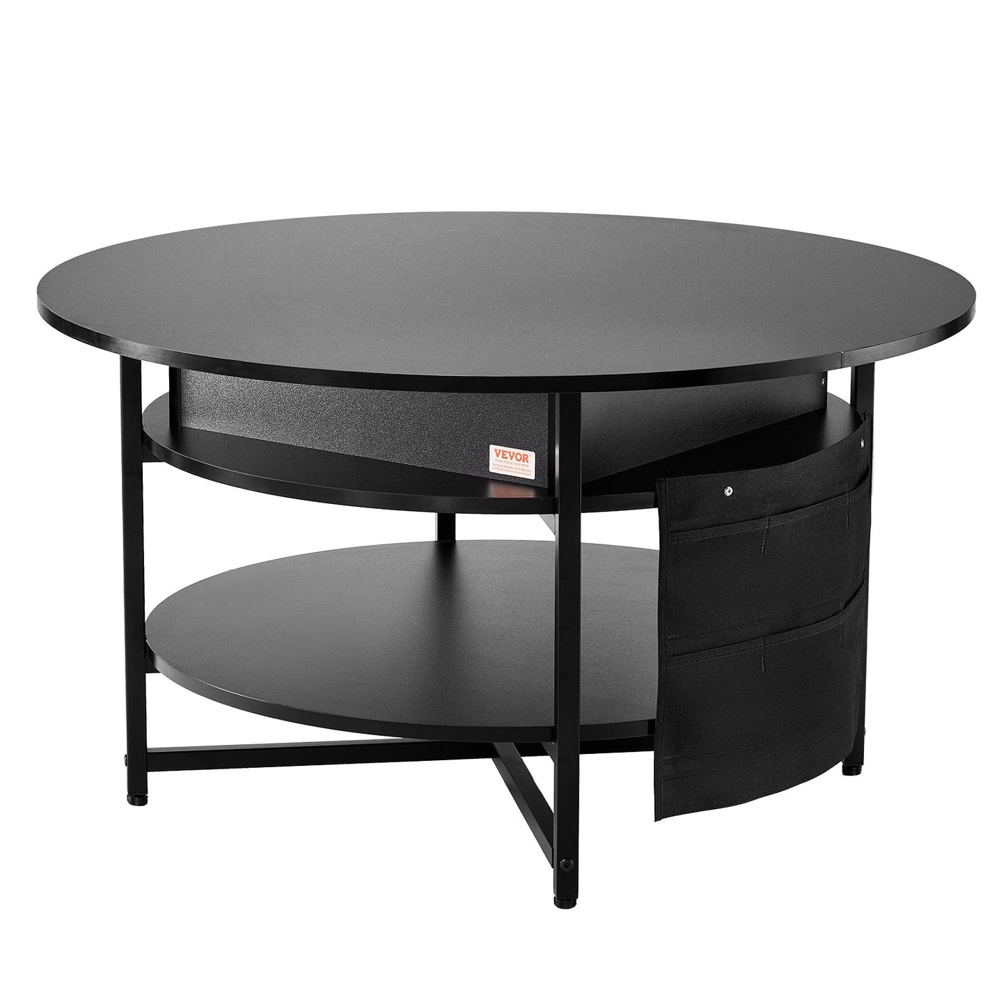 Smart Lift-Top Round Coffee Table | VEVOR 35.3” Storage Coffee Table (Black)