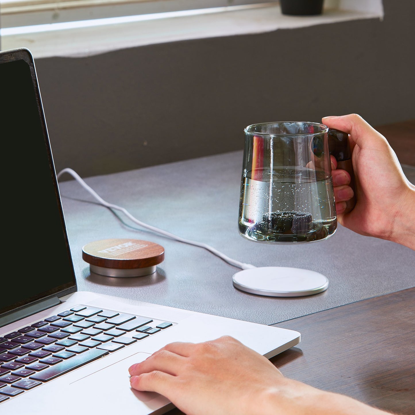 VEVOR Hydrogen Water Cup | 400ml SPE Hydrogen Generator with Wireless Charging Base