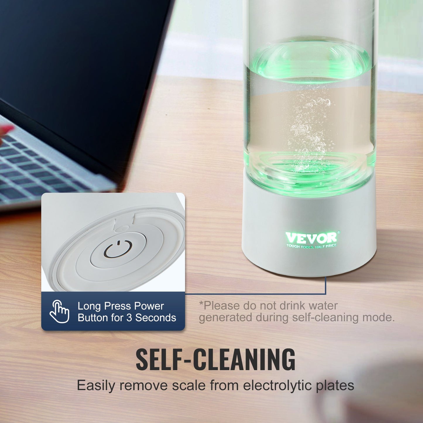 VEVOR Hydrogen Water Bottle Generator | SPE Technology Hydrogen-Rich Water Maker