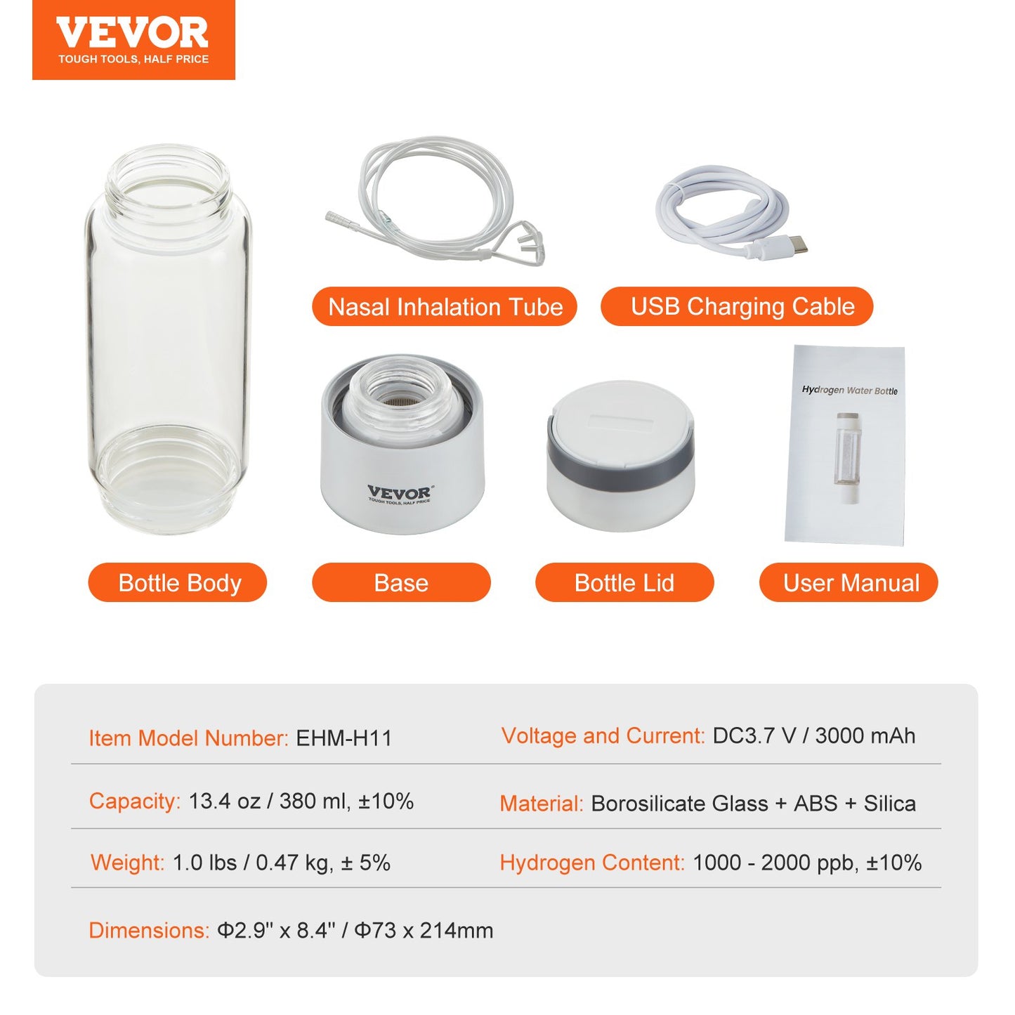 VEVOR Hydrogen Water Bottle Generator | SPE Technology Hydrogen-Rich Water Maker