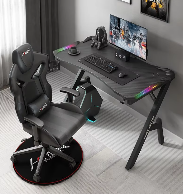 Smart RGB Gaming Desk | LED K-Shaped Computer Table with Metal Frame (140 x 60)