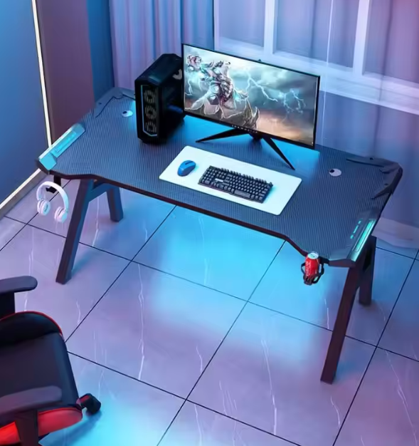Smart RGB Gaming Desk | LED K-Shaped Computer Table with Metal Frame (140 x 60)