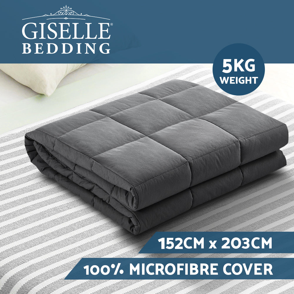 Smart Weighted Blanket 5kg Adult | Giselle Bedding (Dark Grey)