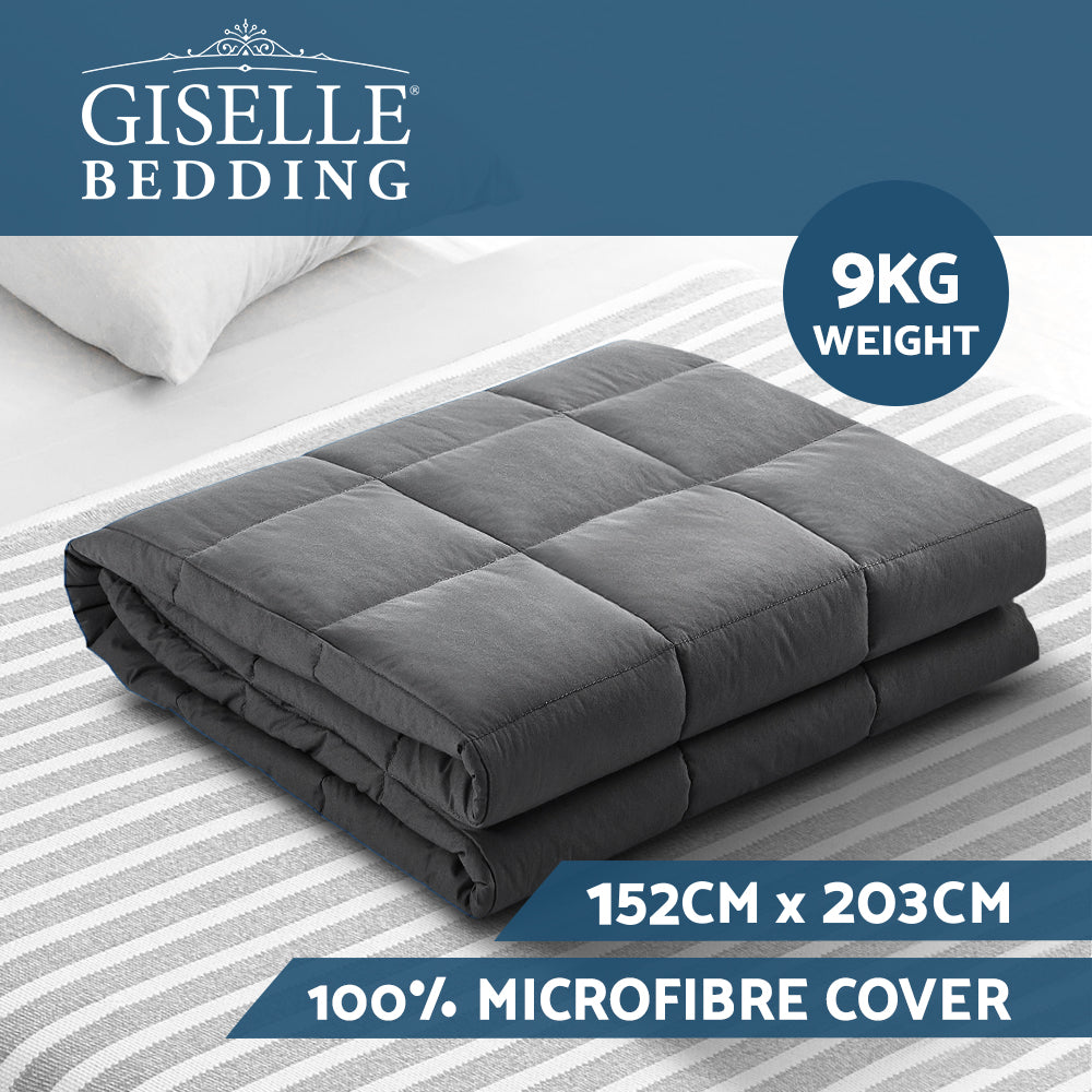 Smart Weighted Blanket 9kg Adult | Giselle Bedding (Dark Grey)