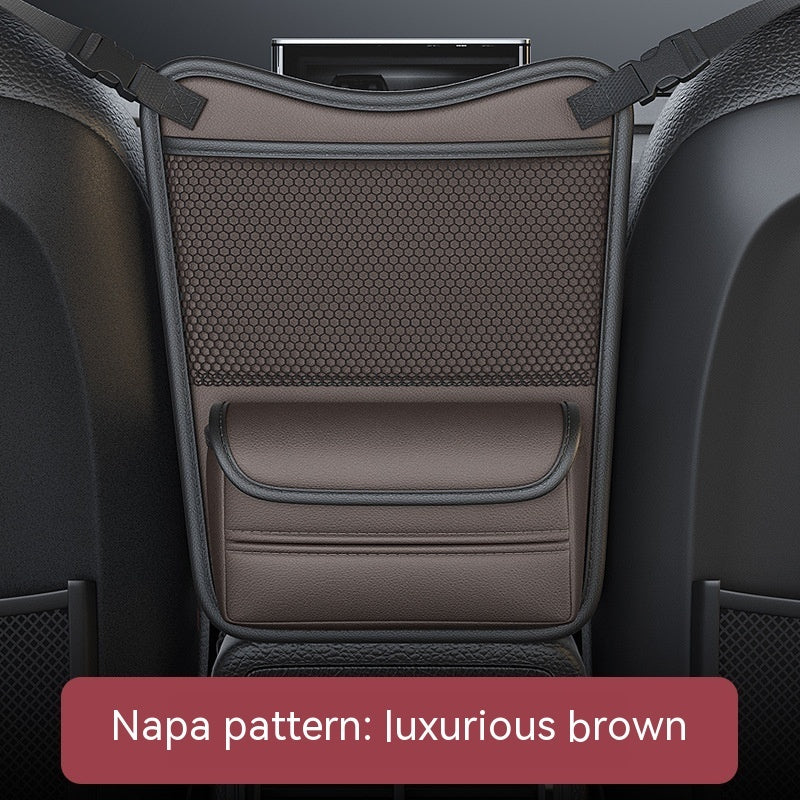 Smart Car Middle Seat Hanging Storage Bag | Premium Napa Leather & Waterproof Design