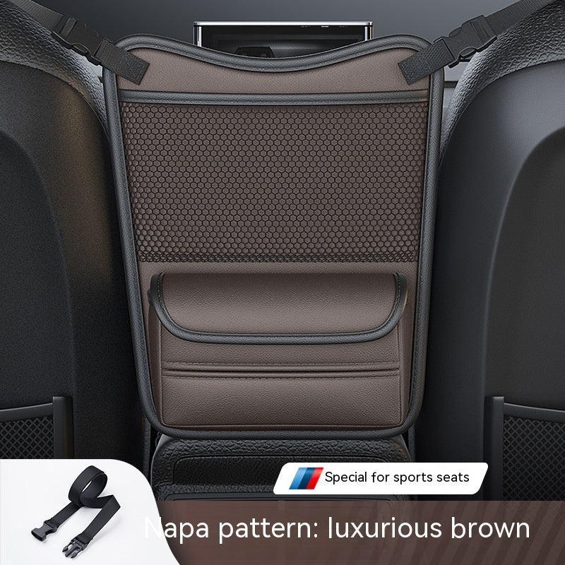 Smart Car Middle Seat Hanging Storage Bag | Premium Napa Leather & Waterproof Design