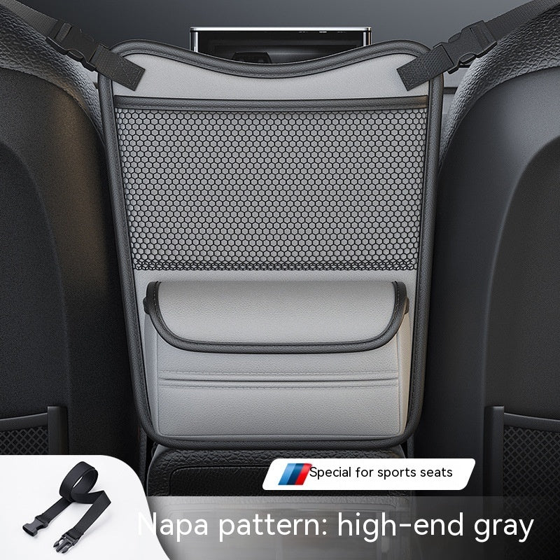Smart Car Middle Seat Hanging Storage Bag | Premium Napa Leather & Waterproof Design
