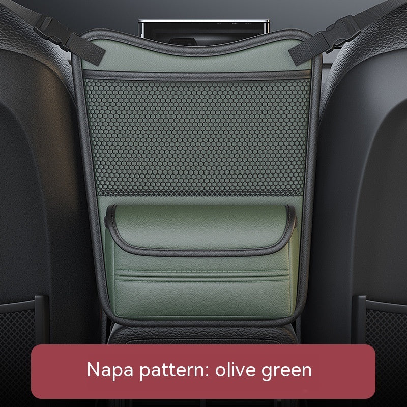 Smart Car Middle Seat Hanging Storage Bag | Premium Napa Leather & Waterproof Design